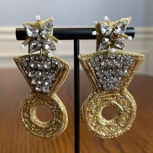Diamond Ring 💍 Beaded Earrings (Gold)